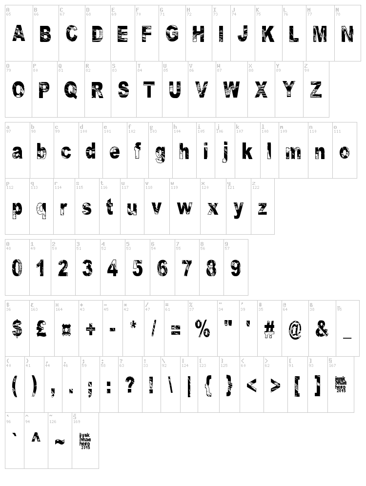Some Distant Memory font map